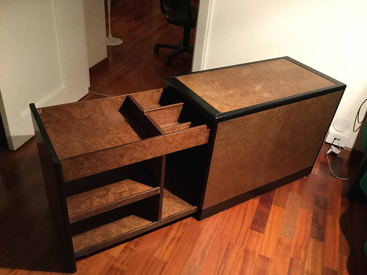 Walnut sideboard and two-body chest of drawers with shelves, 1960s 1