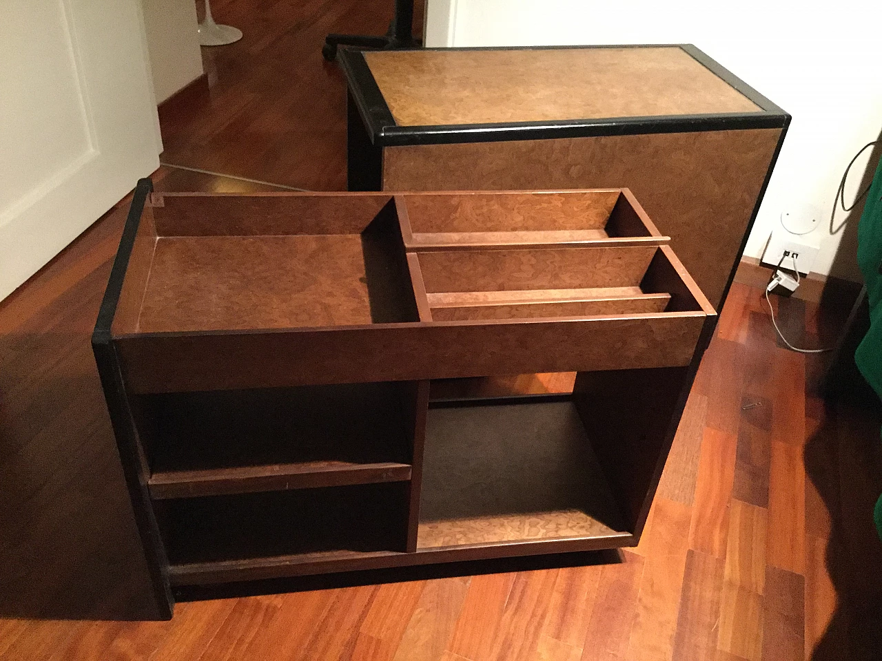 Walnut sideboard and two-body chest of drawers with shelves, 1960s 2