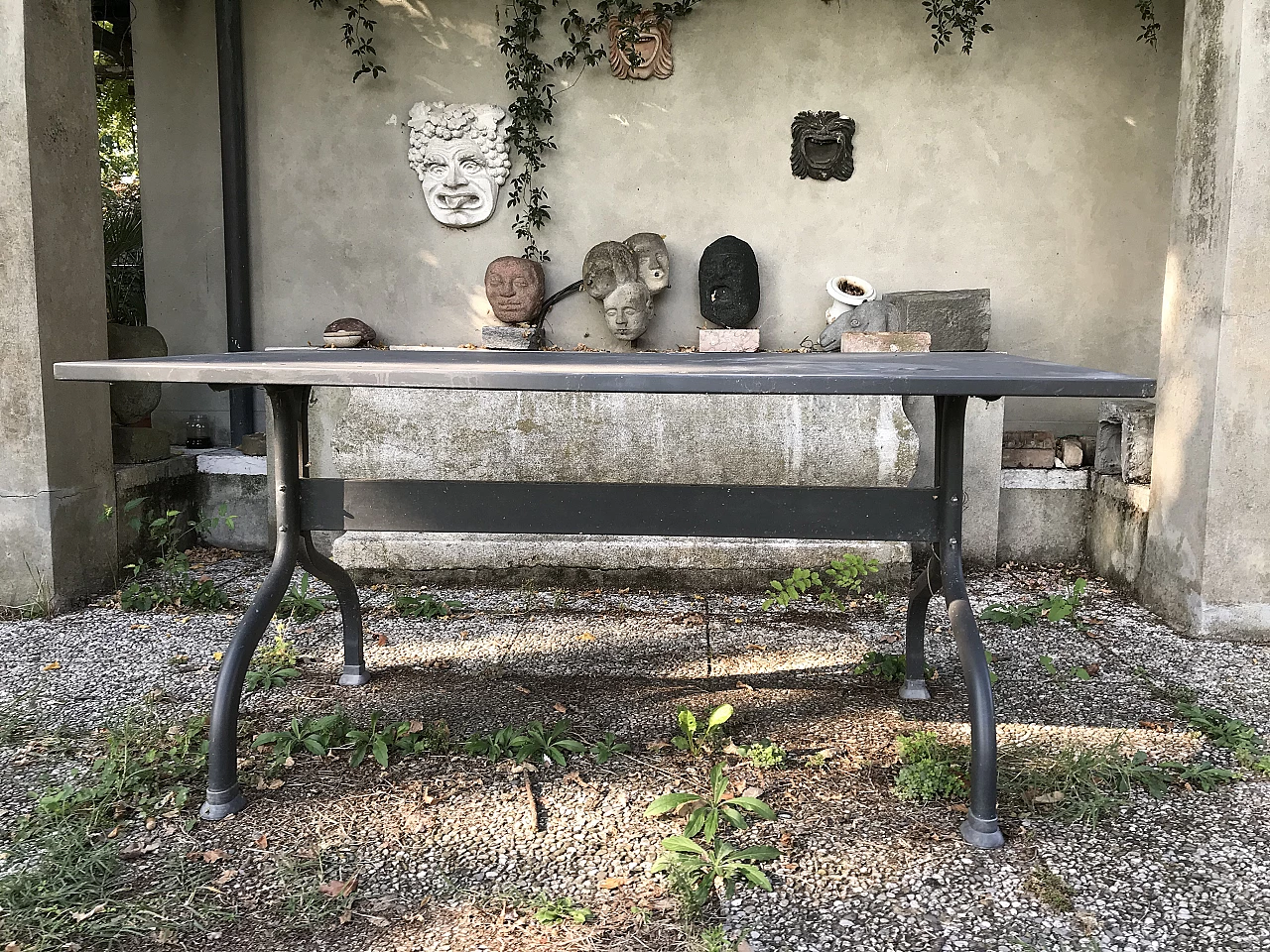 Pair of rectangular steel garden tables, 1980s 1