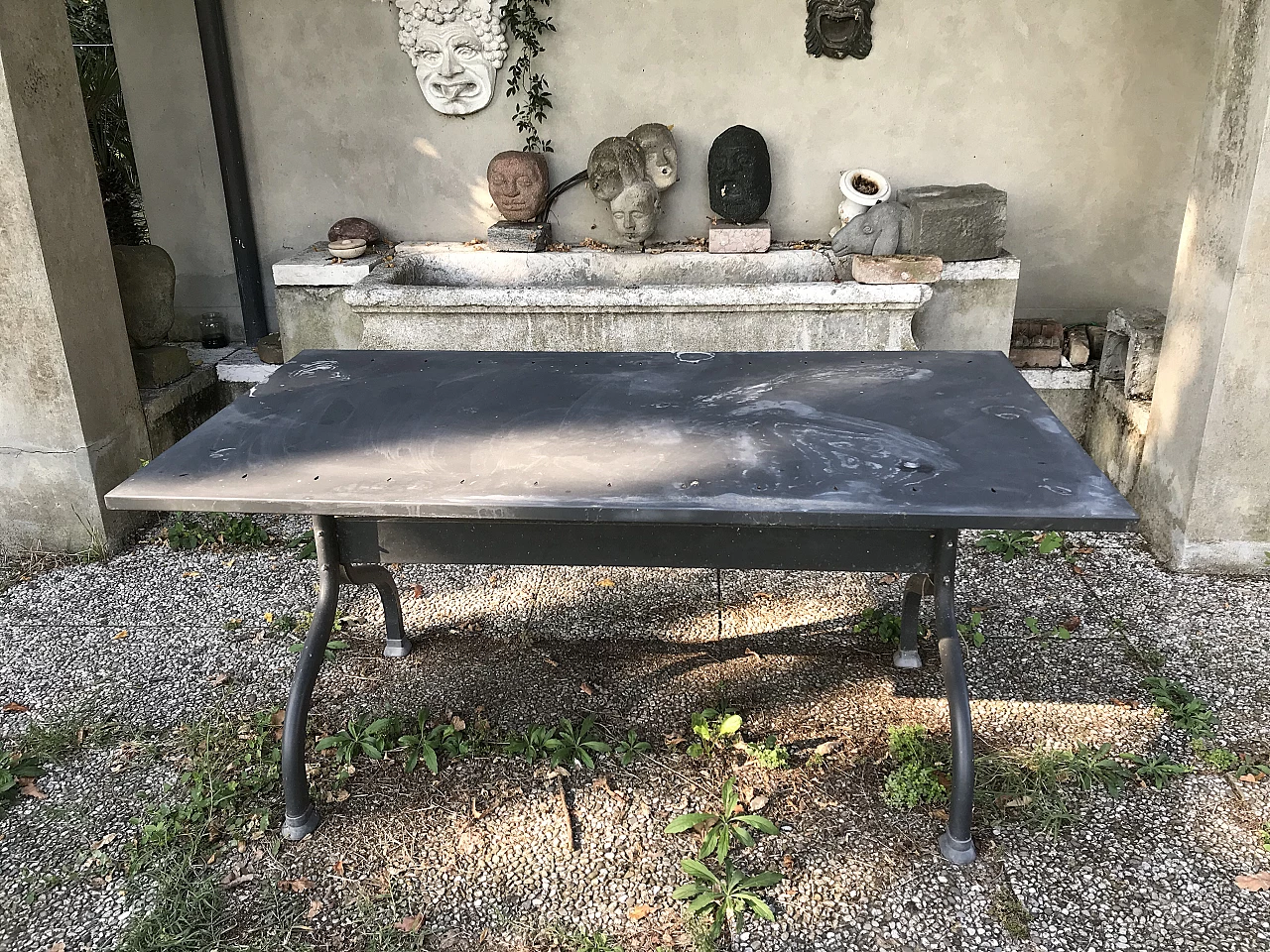 Pair of rectangular steel garden tables, 1980s 2