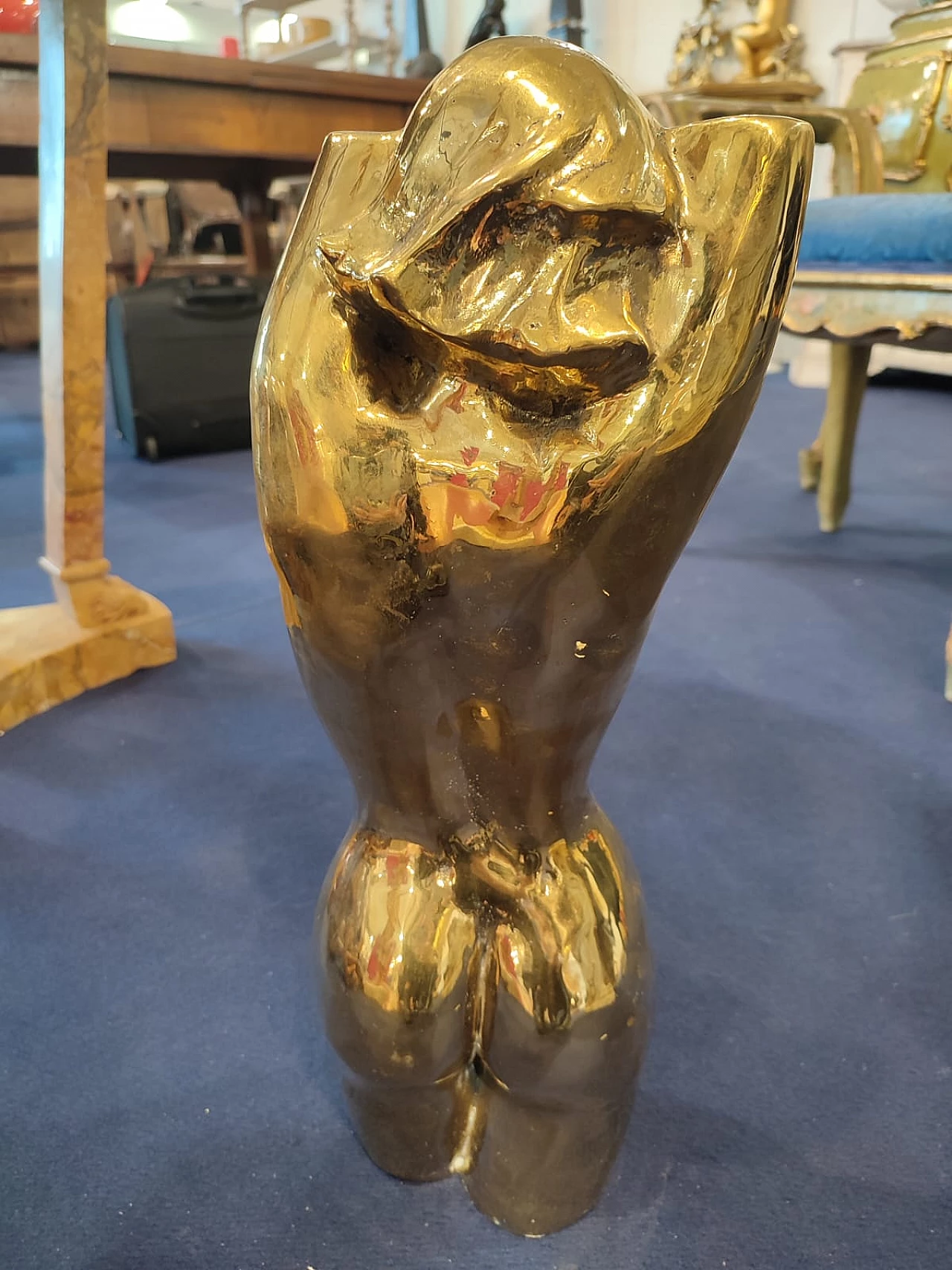 Giovanni Ginestroni, female nude, gilded bronze sculpture 1