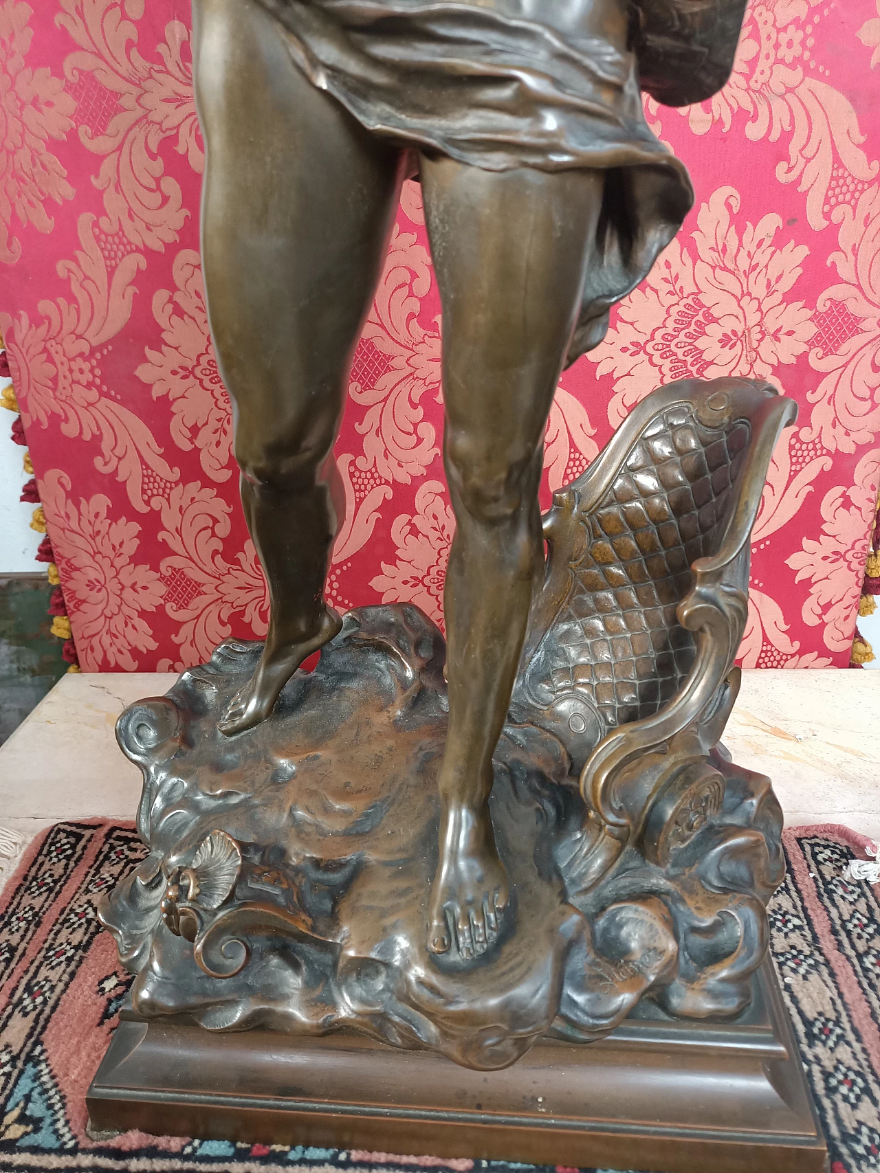 Bronze sculpture of figure with harp by Clement Leopold Steiner, 19th century 7