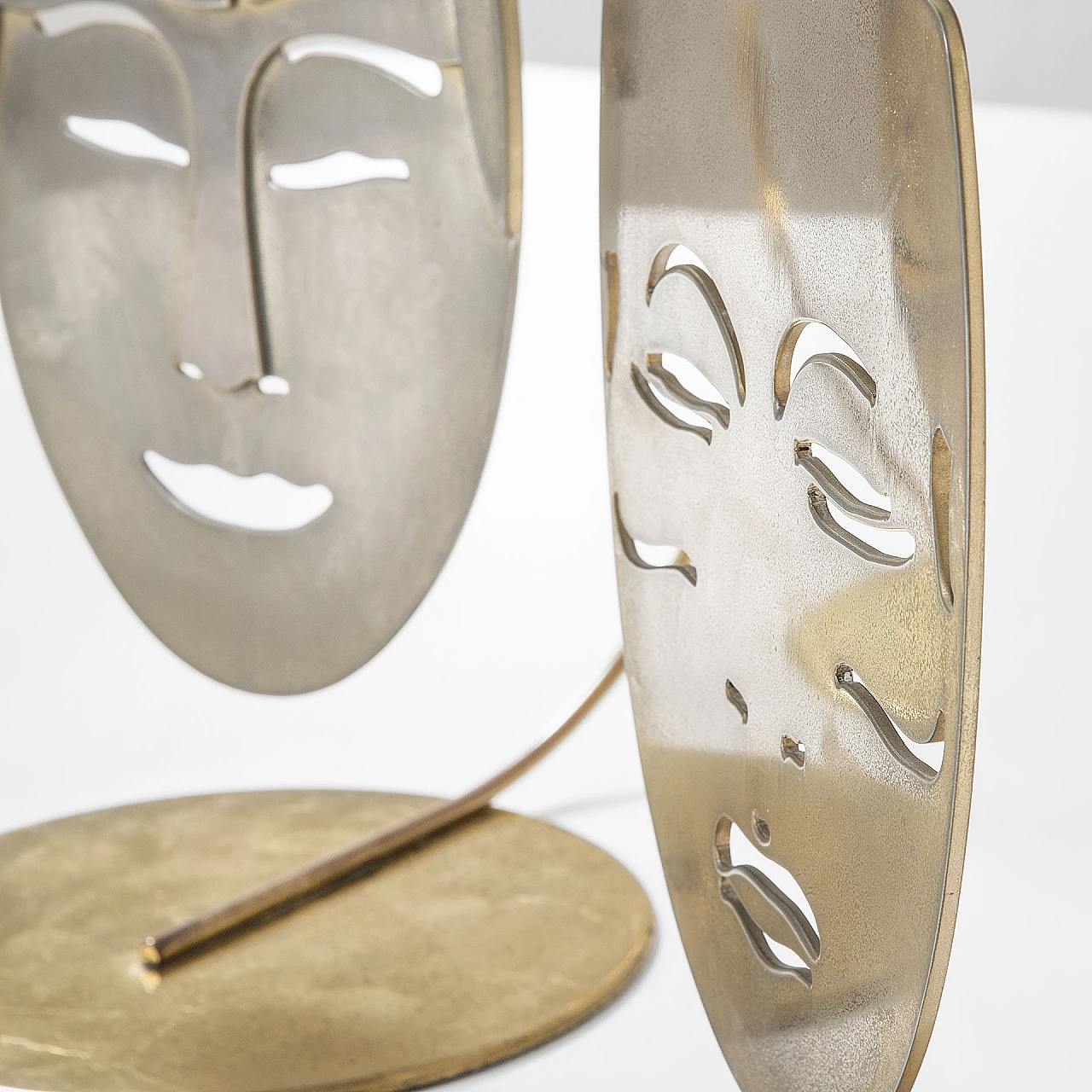 Lidia Selva, The Golden masks, laminated brass sculptures for Frigerio, 1970s 4