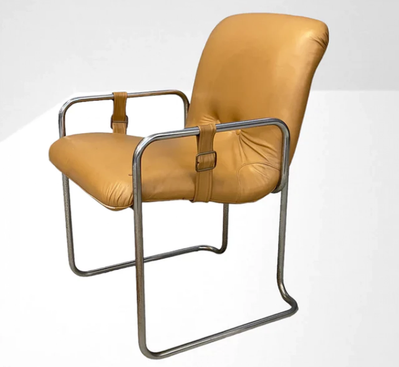 Skai and chromed metal armchair by Guido Faleschini, 1970s 1