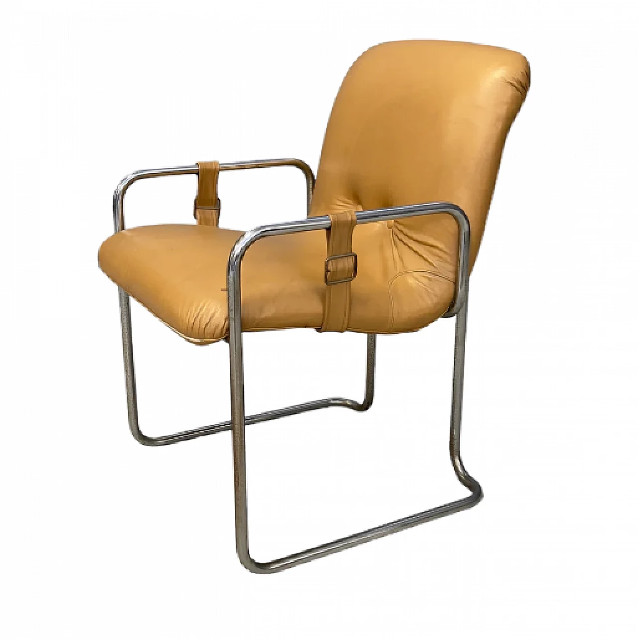 Skai and chromed metal armchair by Guido Faleschini, 1970s 4