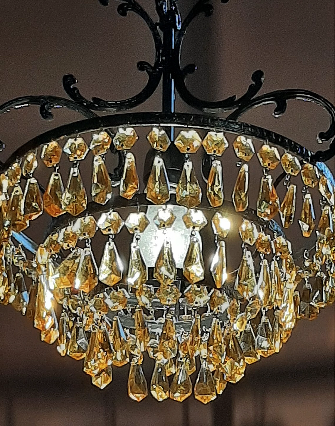 Chandelier and pair of wall lights with amber drops, 1960s 1