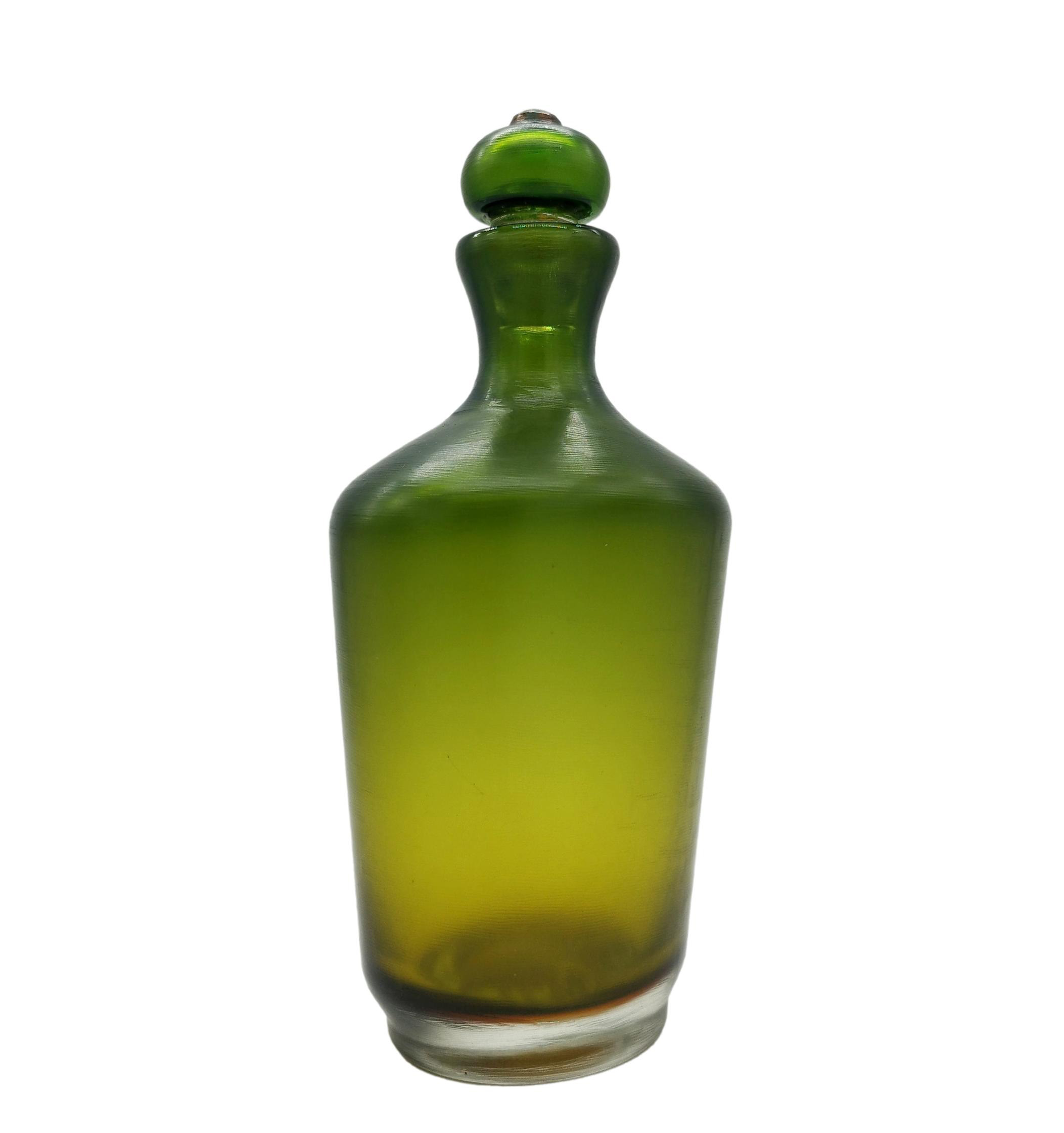 Tappo per bottiglia a cubo in vetro di murano verde e argento