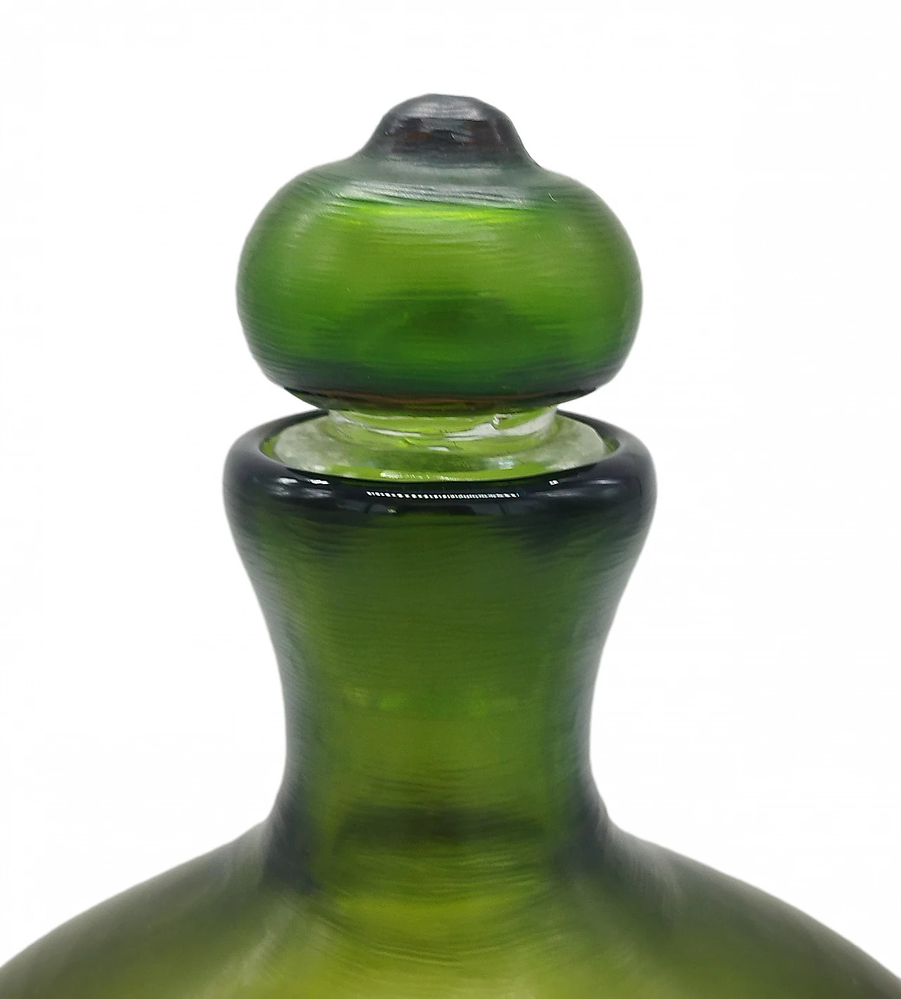 Bottiglia in vetro di Murano verde con tappo della serie Bottiglie Incise di Paolo Venini, 1985 8