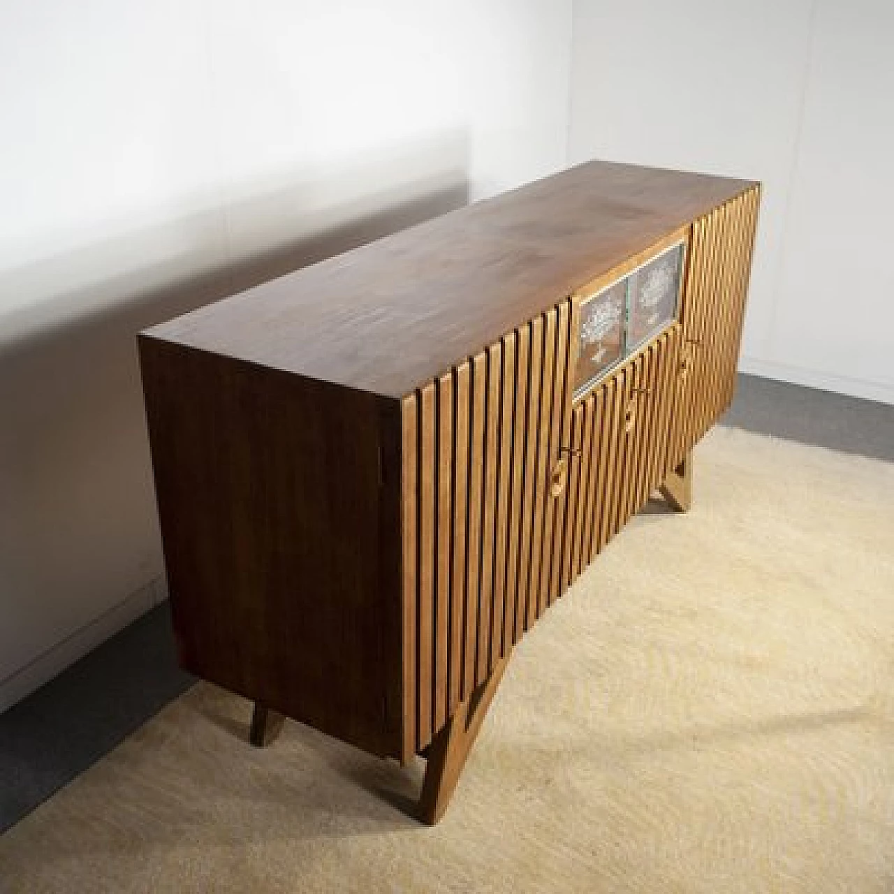 Light oak sideboard with two side doors in the style of Carlo Mollino, 1950s 5