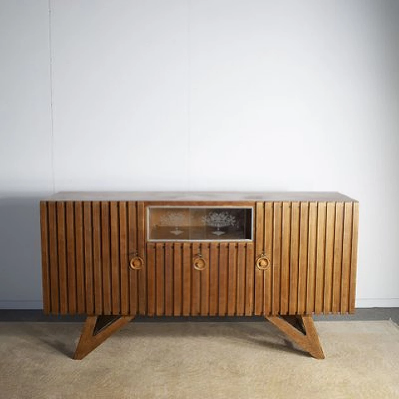 Light oak sideboard with two side doors in the style of Carlo Mollino, 1950s 12