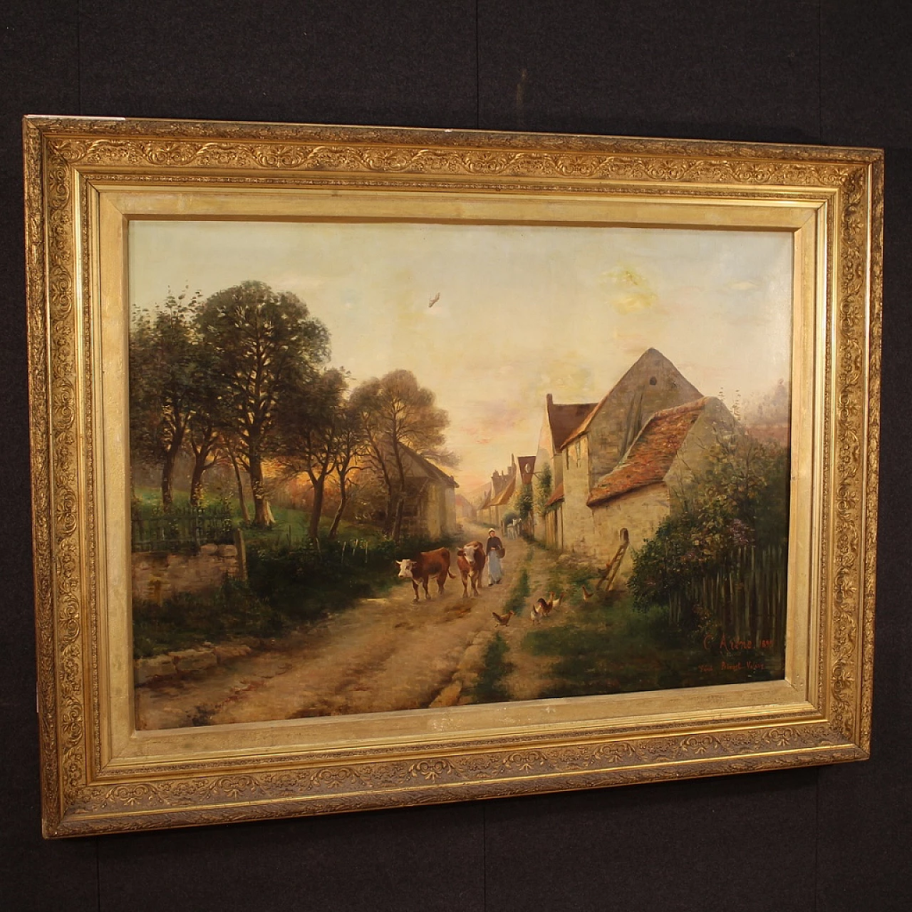 Countryside village, oil painting on canvas, 1899 9