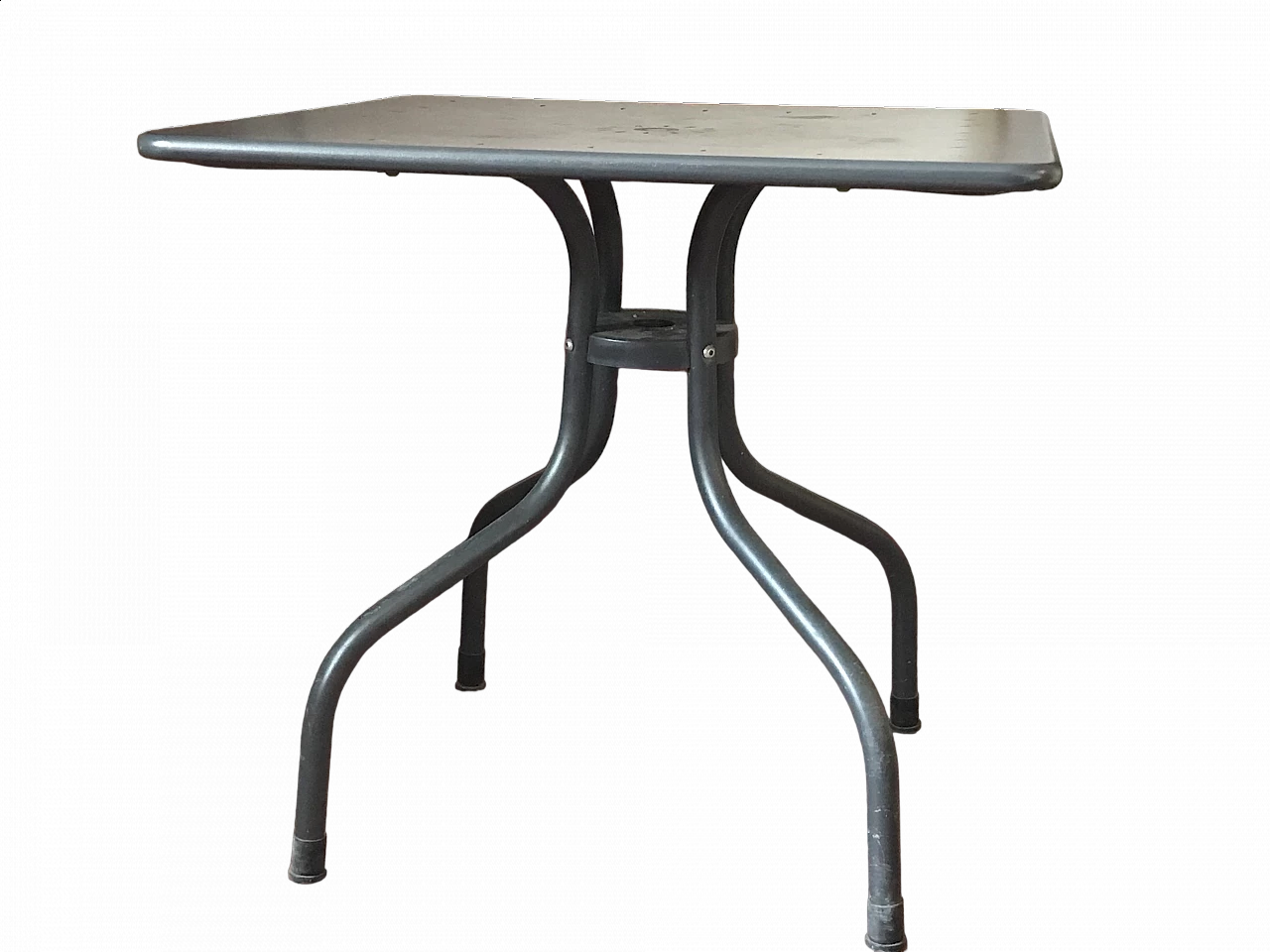 Galvanised and painted steel square garden table, 1990s 5