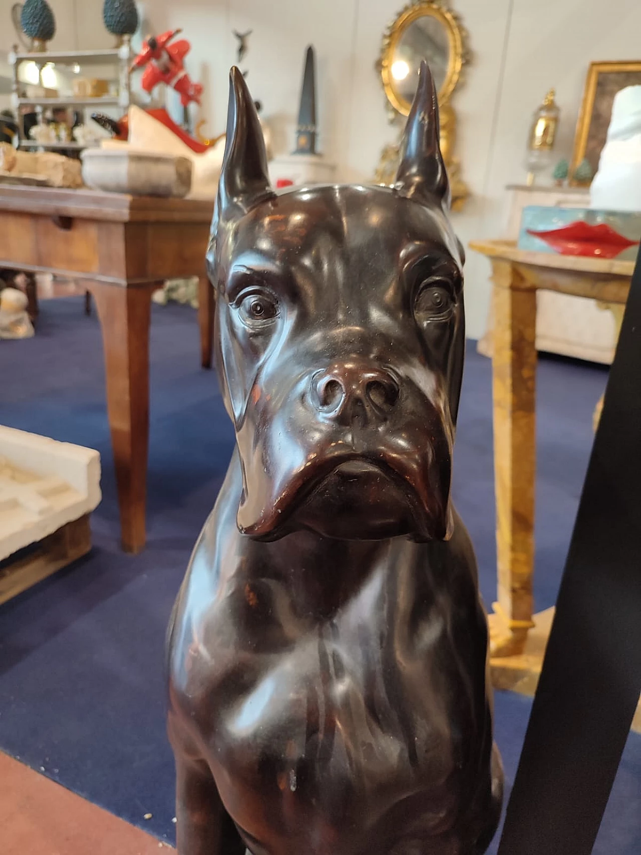 Pair of bronze cast sculptures of boxer dogs, 1930s 2