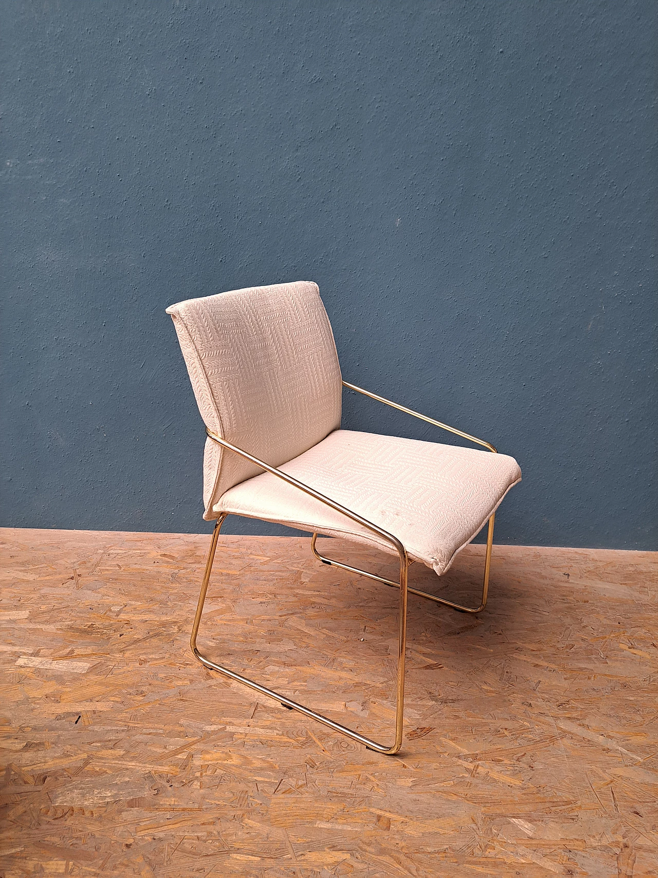 4 Chairs with brass-plated tubular metal frame by Otto Gerdau, 1960s 2