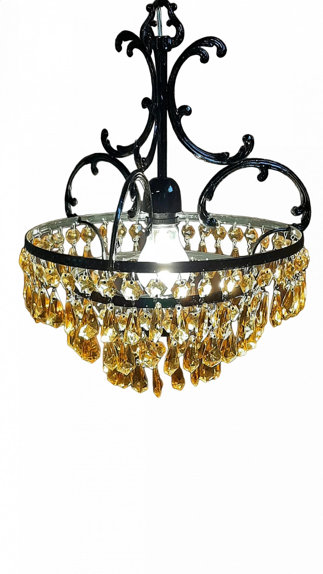 Chandelier and pair of wall lights with amber drops, 1960s 5