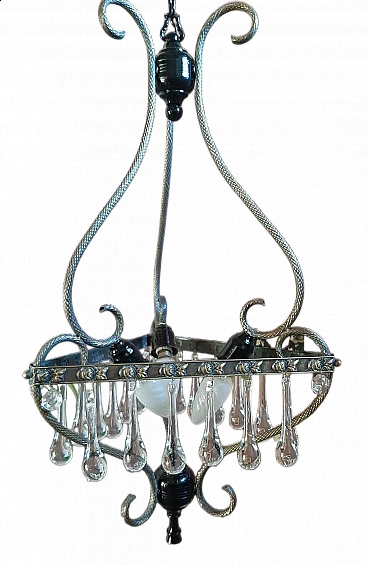 Three-light chandelier with extended drops, 1950s