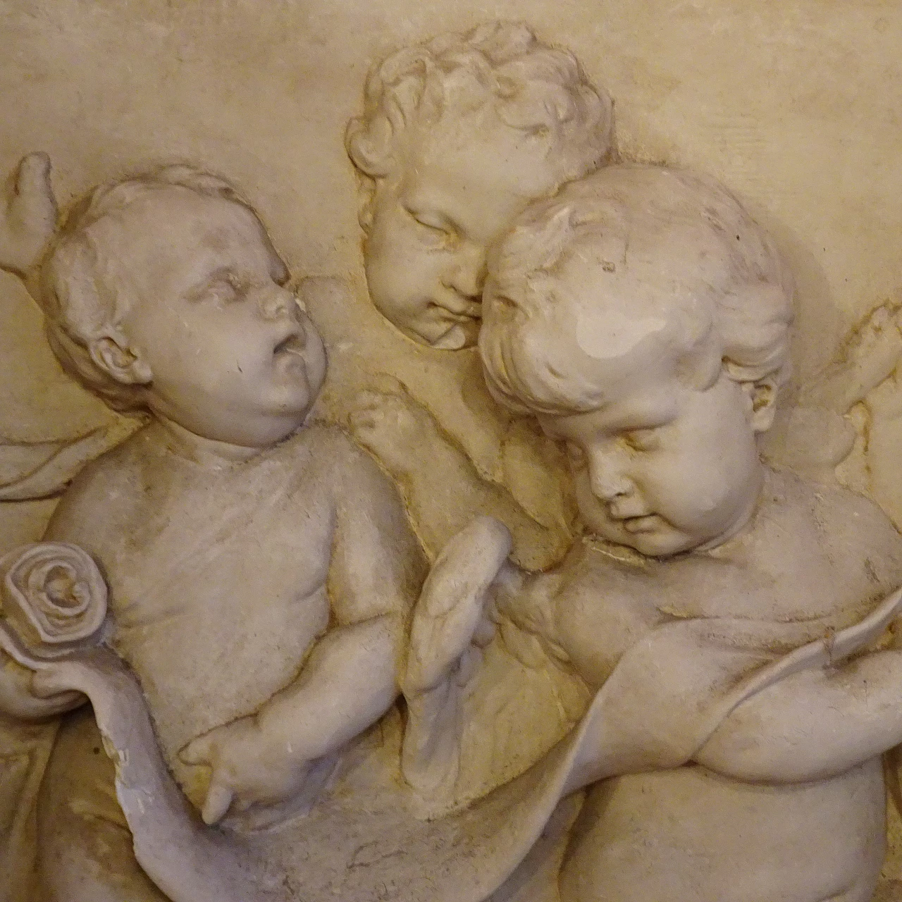 Plaster panel with high-relief of putti, early 20th century 6