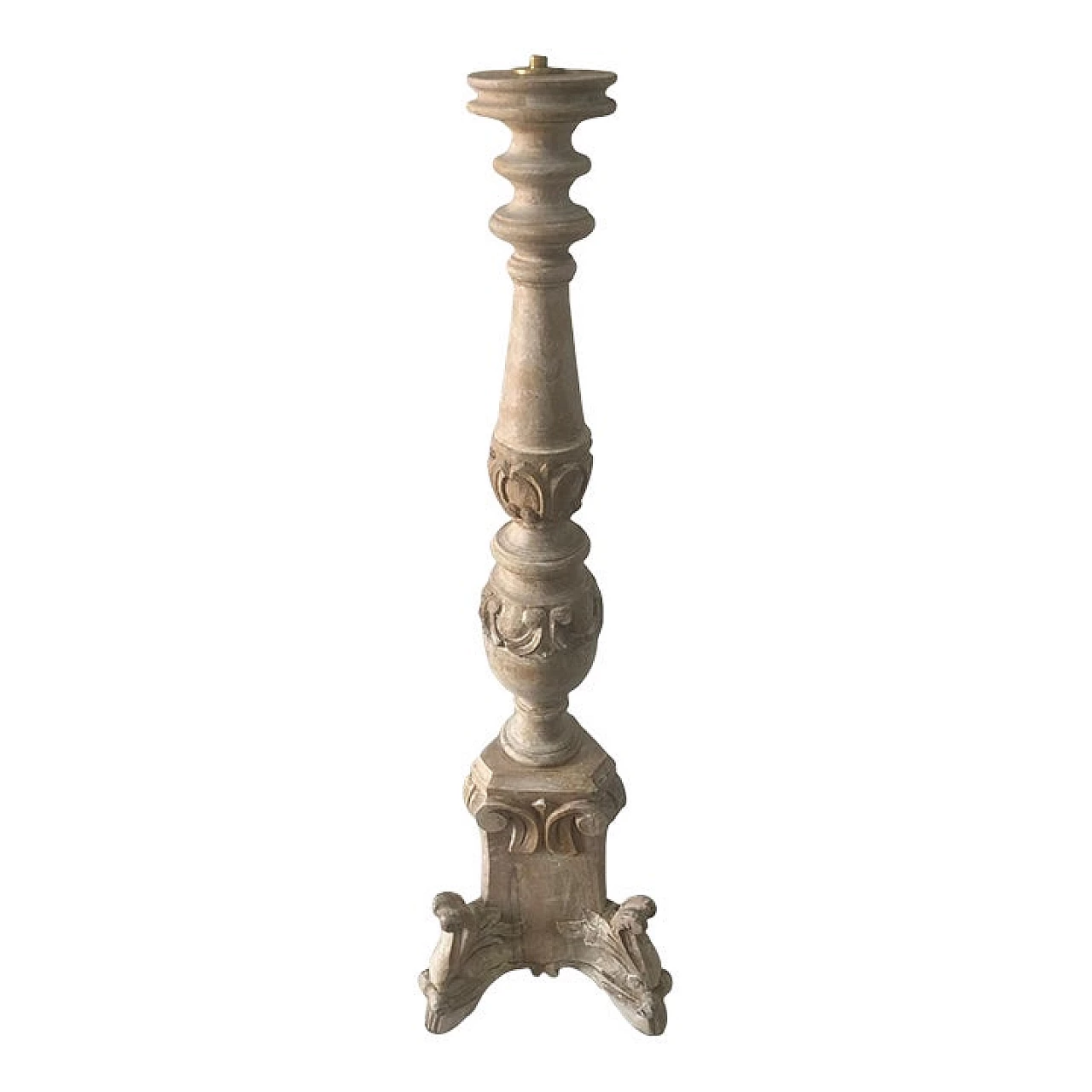 Carved and decorated wooden candle holder, 1940s 13