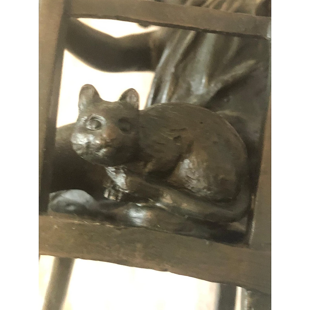 Pair of Art Deco bronze sculptures of girls with cats, 1940s 6