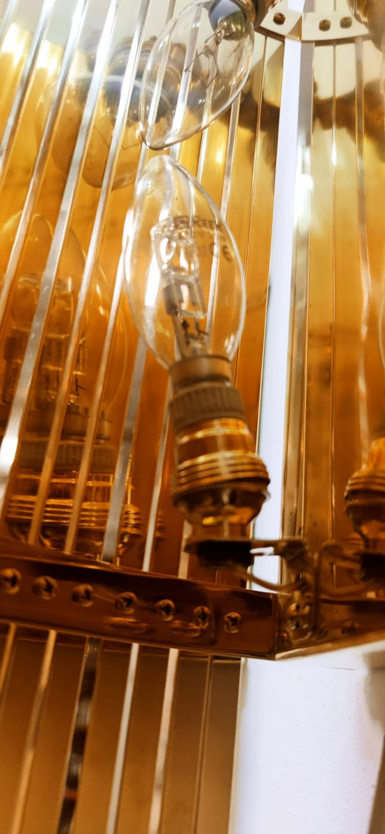 Pair of brass wall lights with square strips, 1970s 2