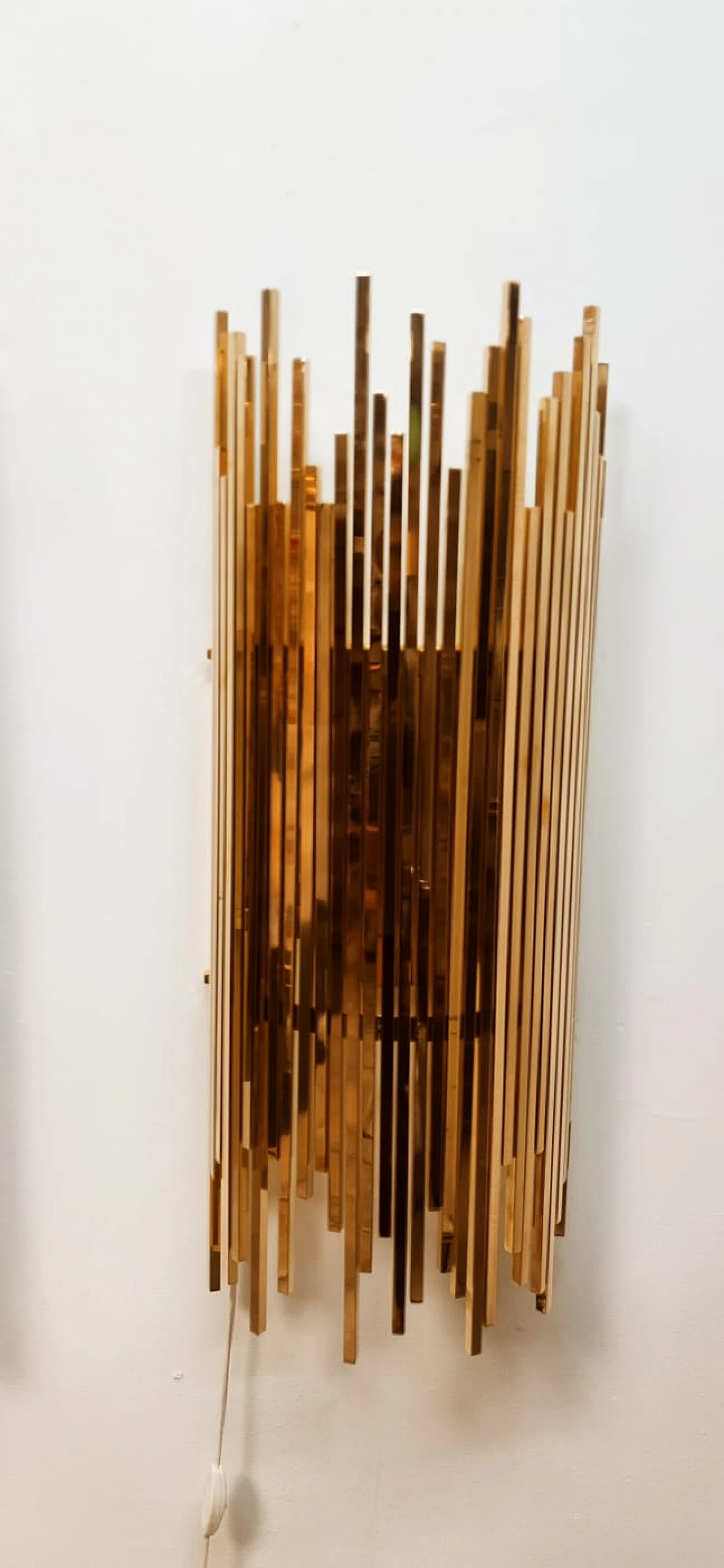 Pair of brass wall lights with square strips, 1970s 9