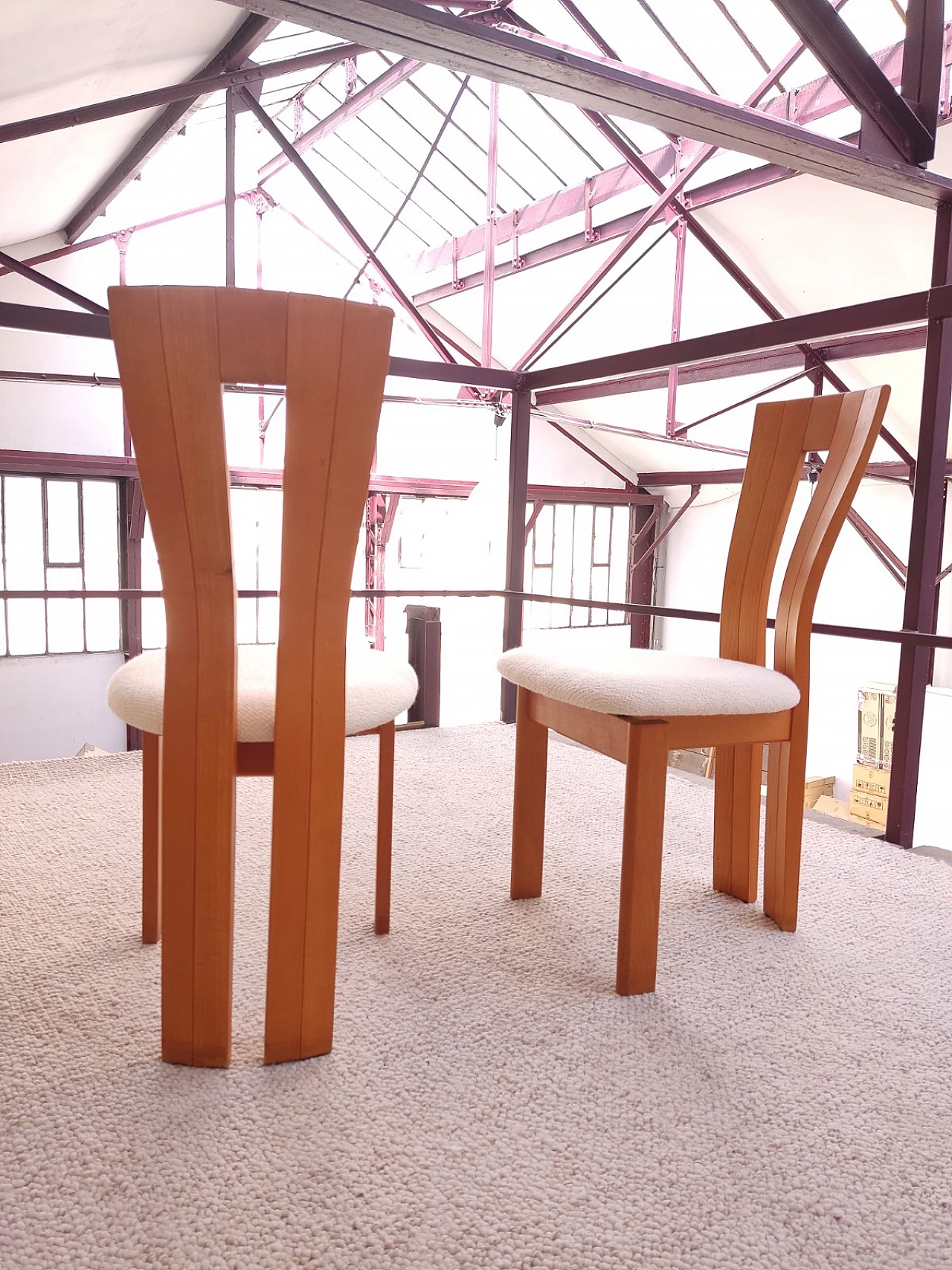 6 Wood and fabric chairs attributed to Seltz, 1970s 8