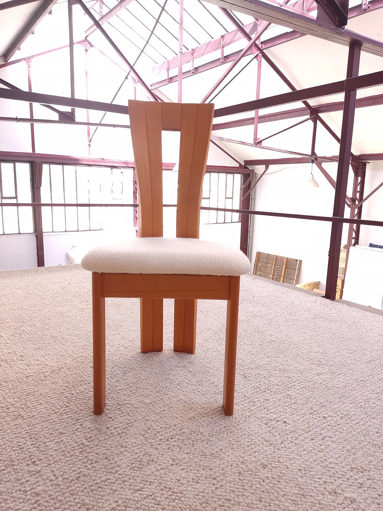 6 Wood and fabric chairs attributed to Seltz, 1970s 9