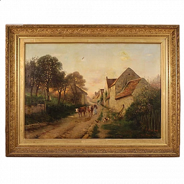 Countryside village, oil painting on canvas, 1899