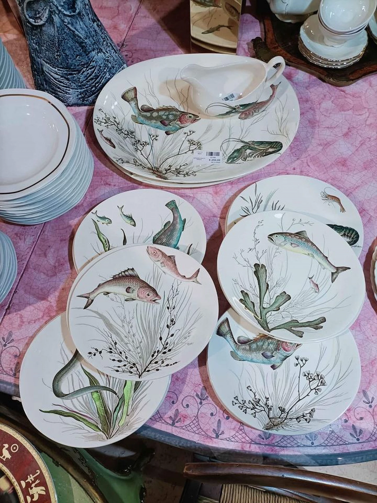 Ceramic plates set with fish by Johnson Brothers, 1960s 1