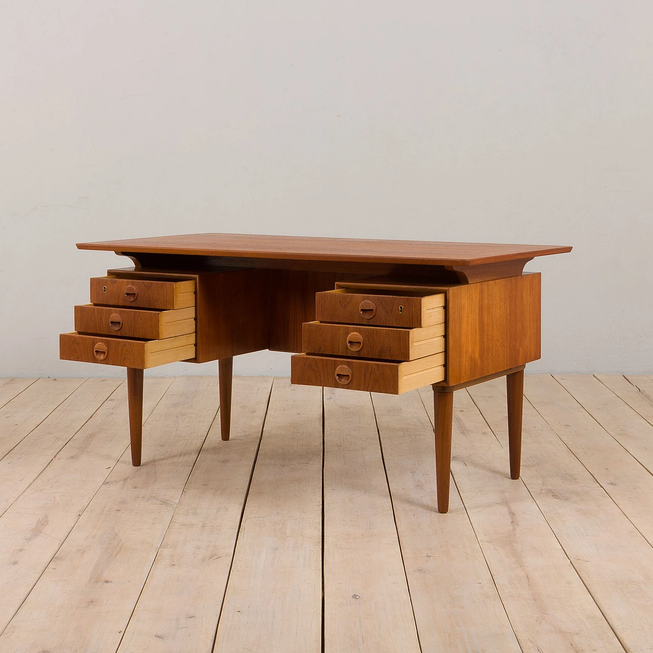 Teak desk in the style of Kai Kristiansen, 1960s 4