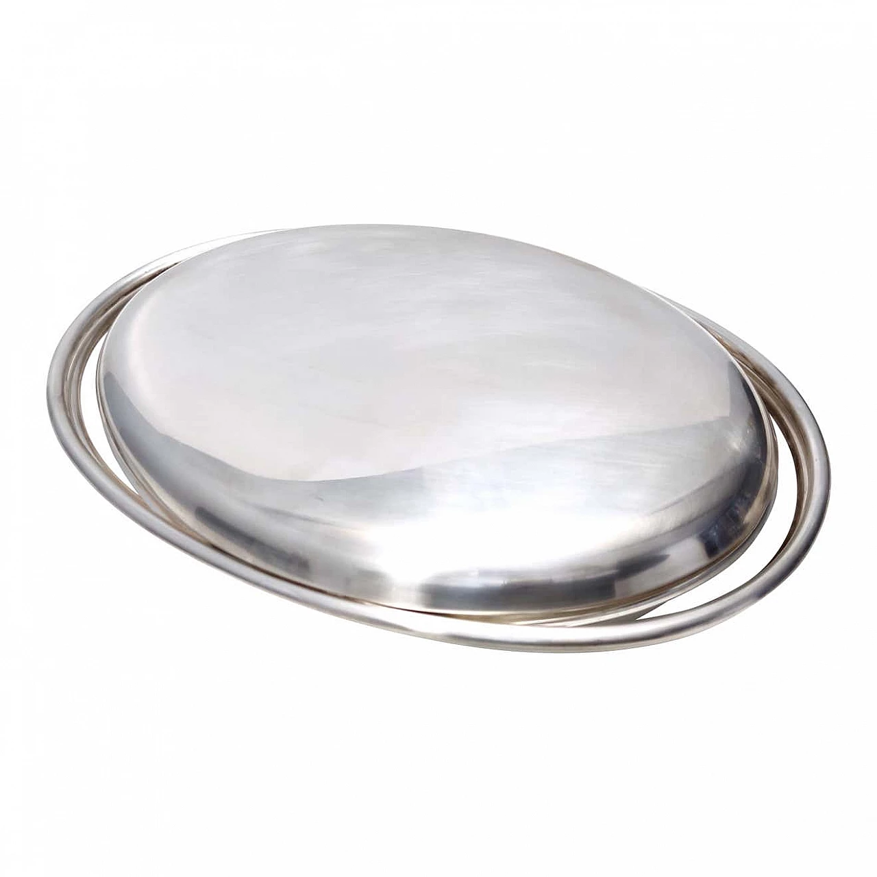 Postmodern silver-plated metal serving plate by Lino Sabattini, 1980s 1