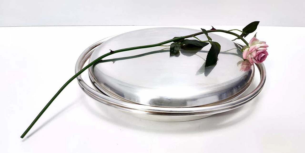 Postmodern silver-plated metal serving plate by Lino Sabattini, 1980s 2