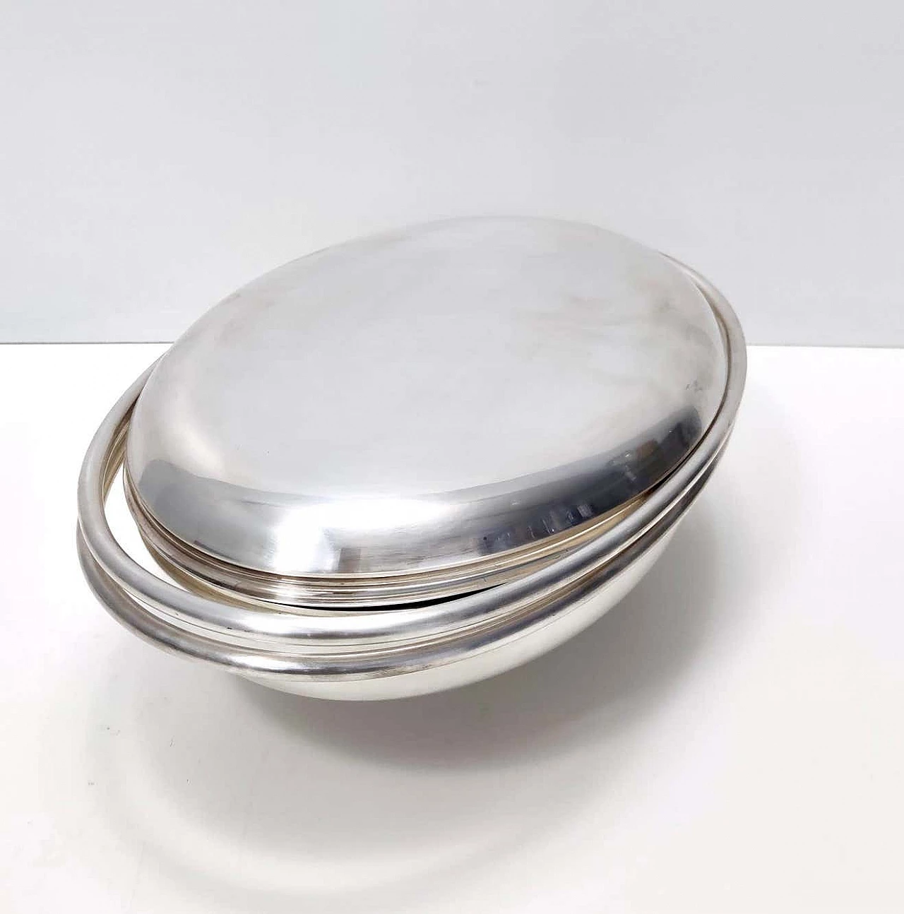 Postmodern silver-plated metal serving plate by Lino Sabattini, 1980s 5