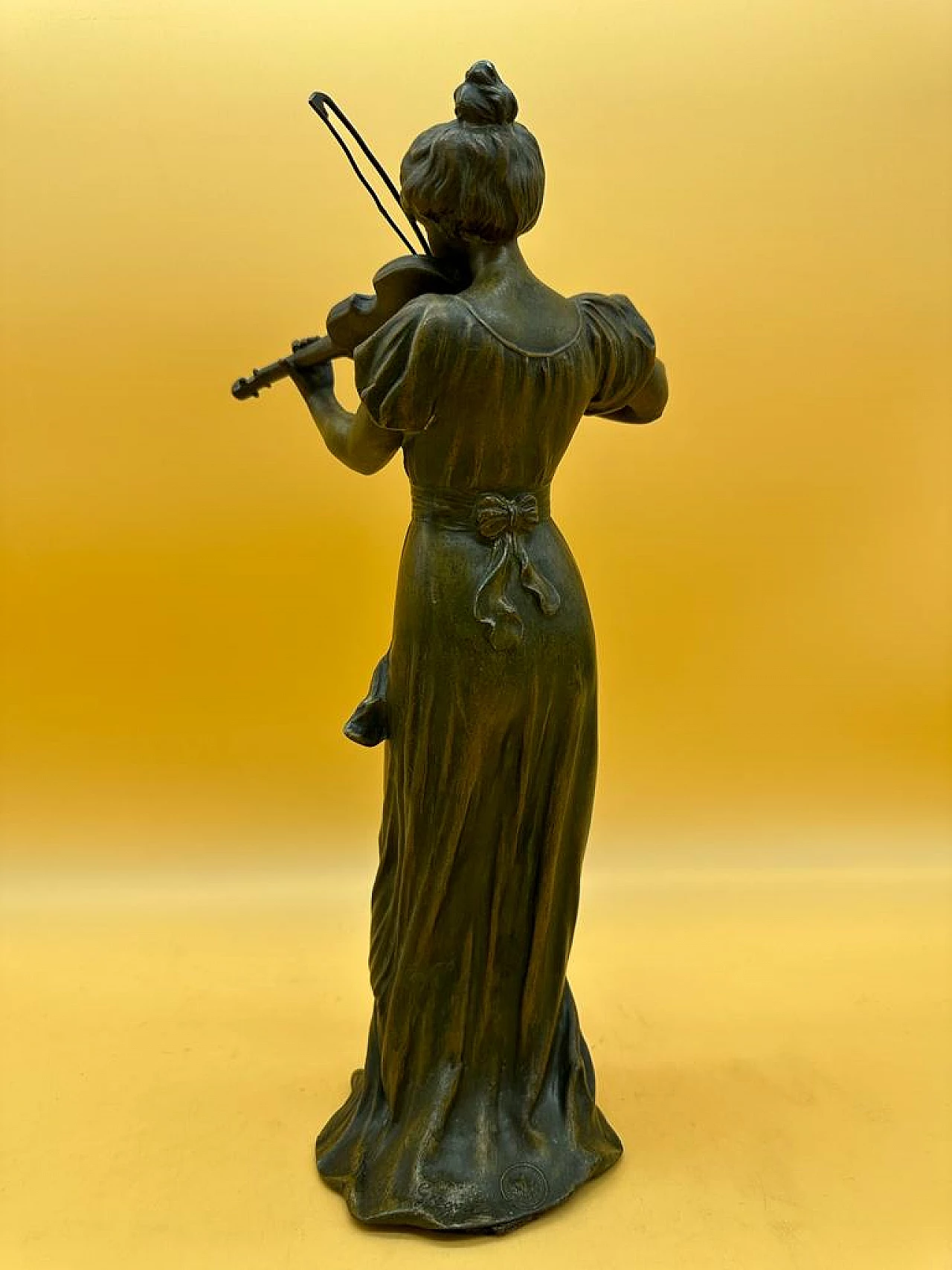 Gregoire, young girl playing violin, bronze sculpture 3