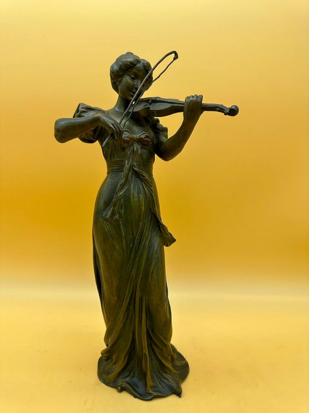 Gregoire, young girl playing violin, bronze sculpture 5