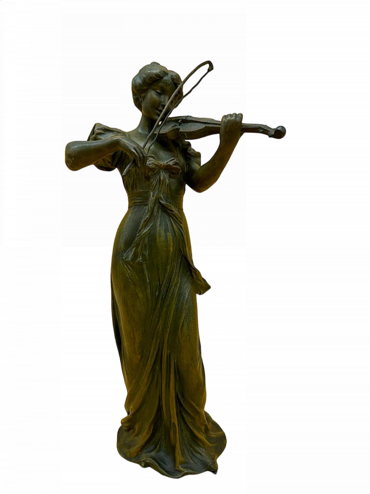 Gregoire, young girl playing violin, bronze sculpture 6