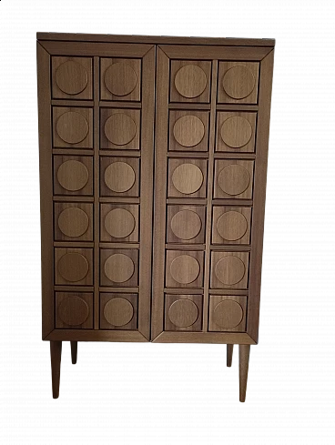 Iroko sideboard with geometric pattern