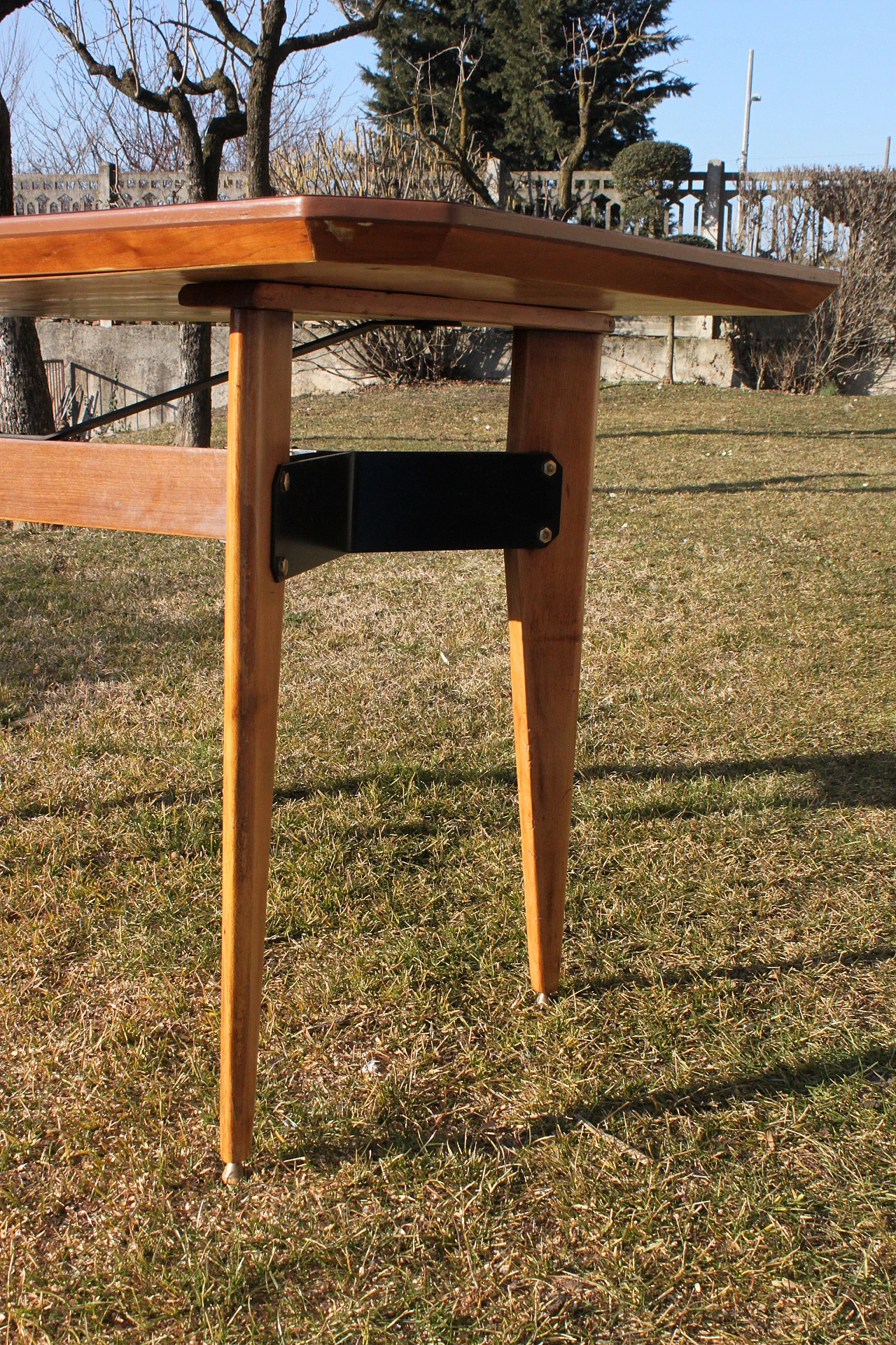 Wood and metal table with formica top by Carlo Ratti, 1960s 2