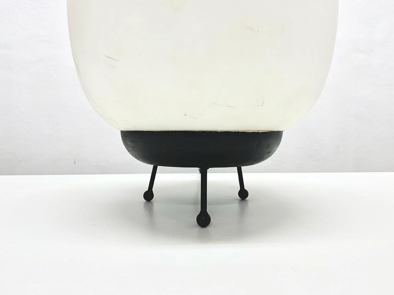 Opaline glass and metal table lamp by Stilnovo, 1950s 5