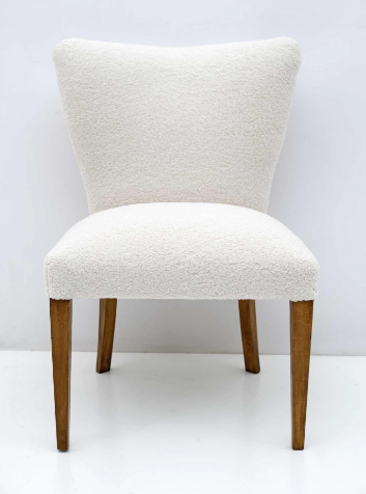 Wood and bouclé fabric chair, 1950s 2