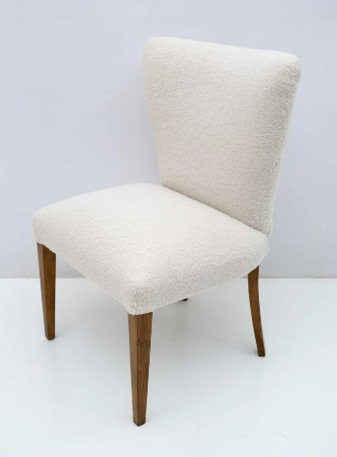 Wood and bouclé fabric chair, 1950s 3