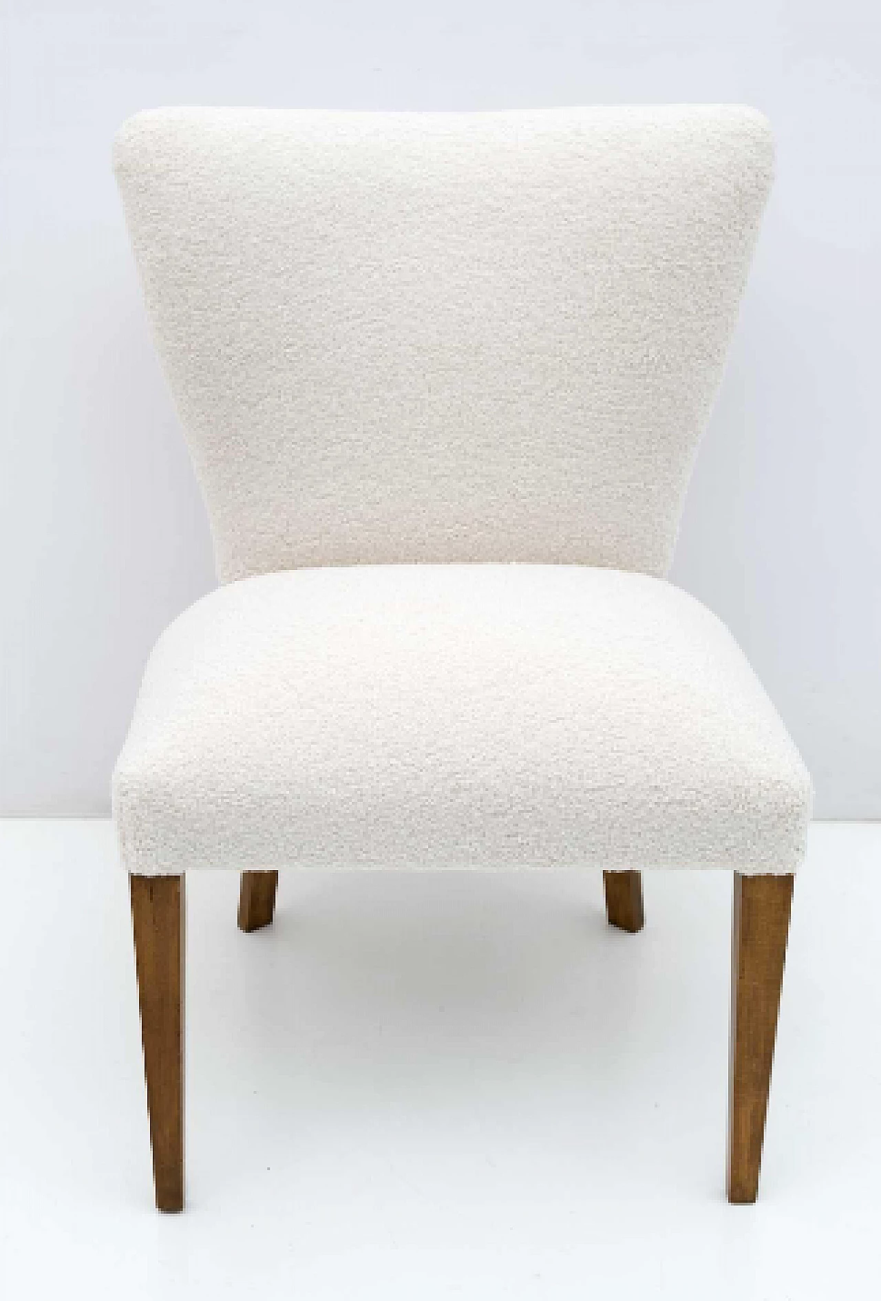 Wood and bouclé fabric chair, 1950s 4