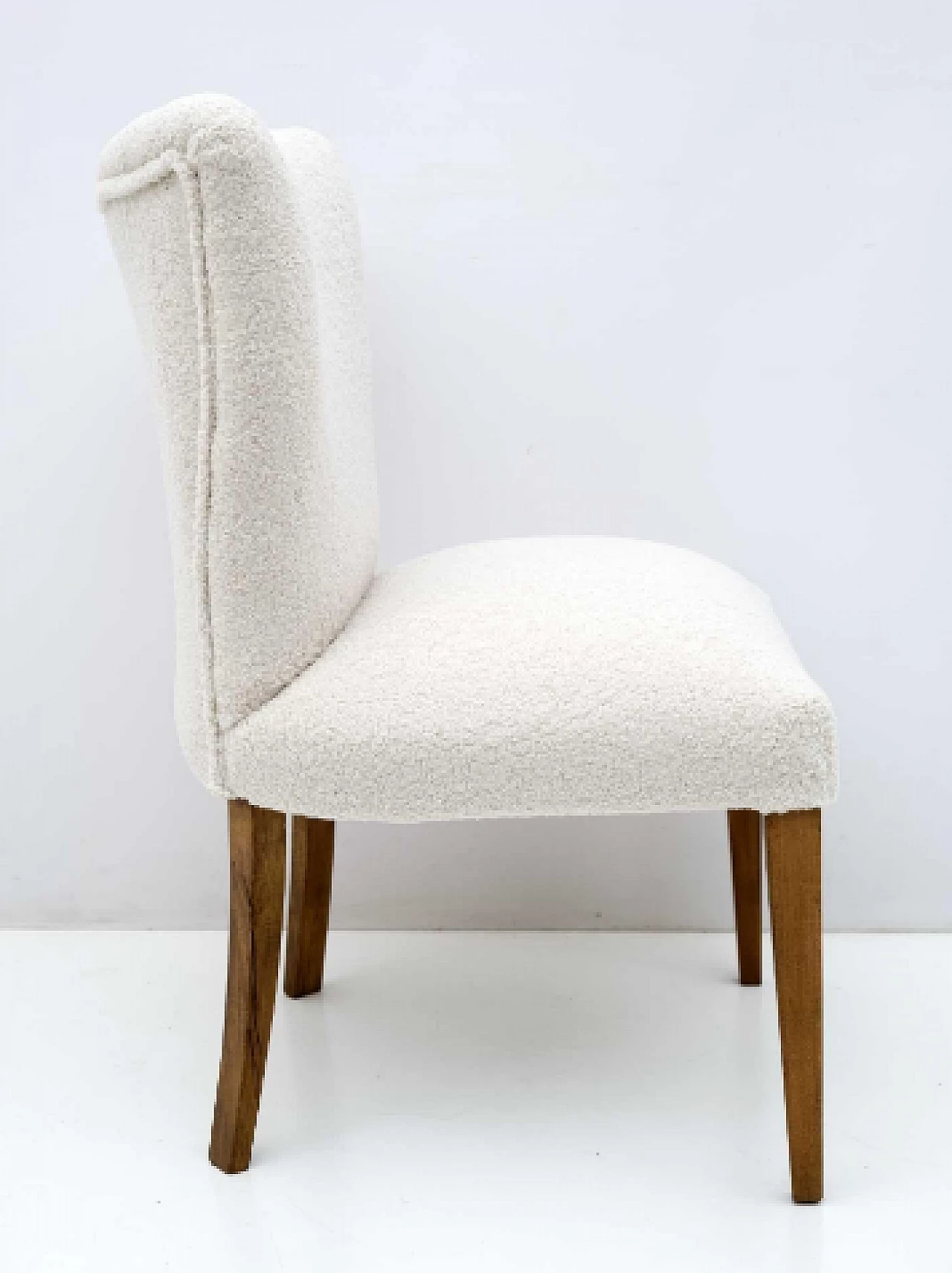 Wood and bouclé fabric chair, 1950s 5