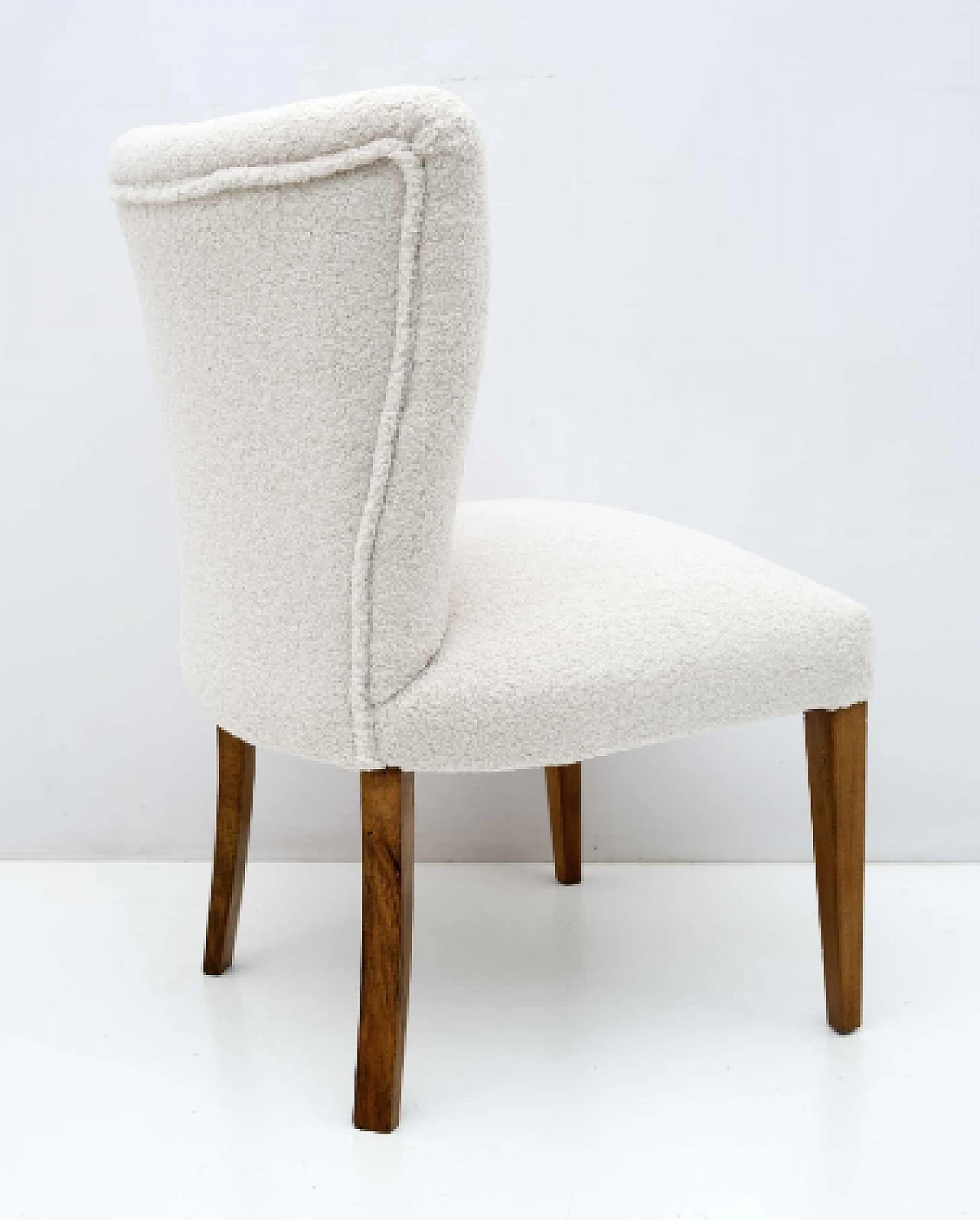 Wood and bouclé fabric chair, 1950s 6