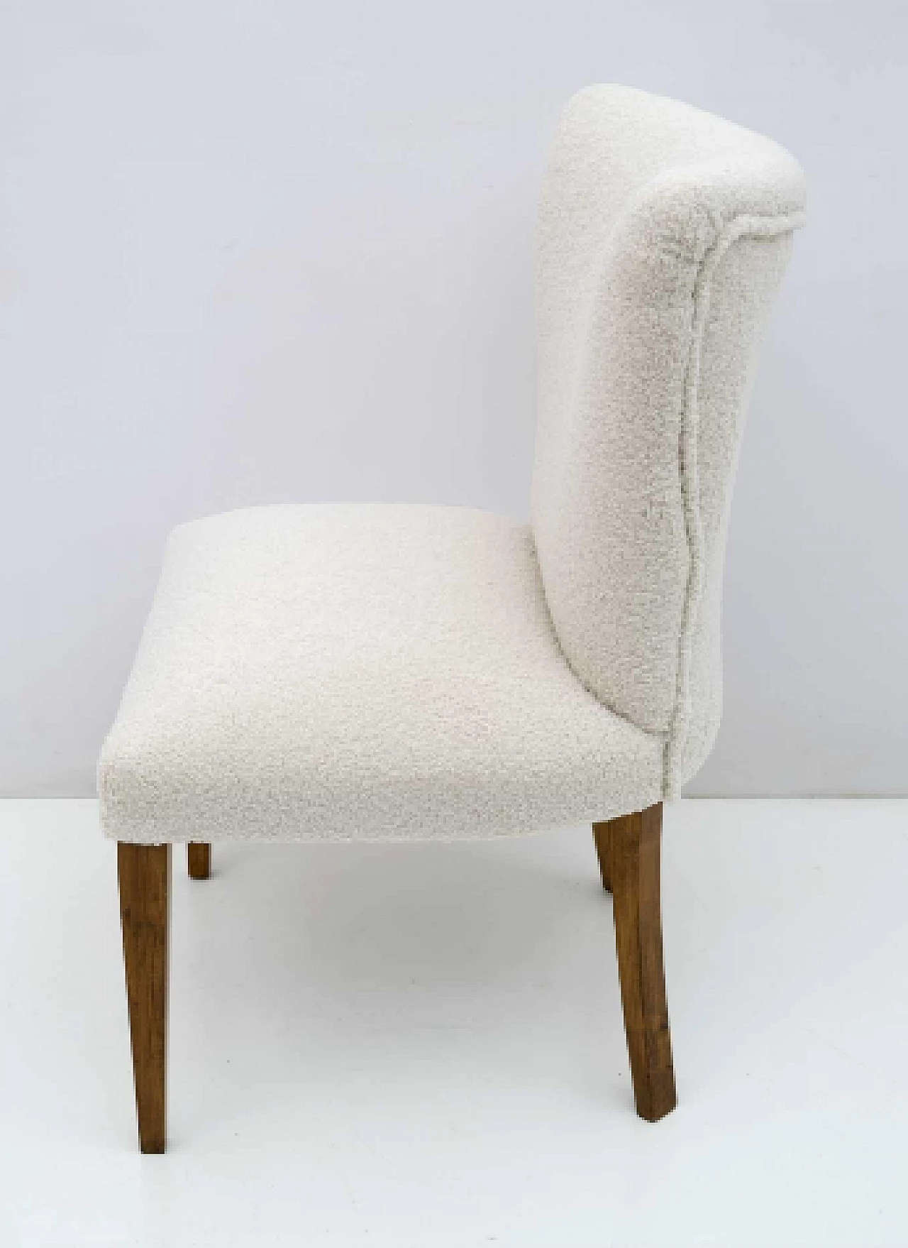 Wood and bouclé fabric chair, 1950s 7