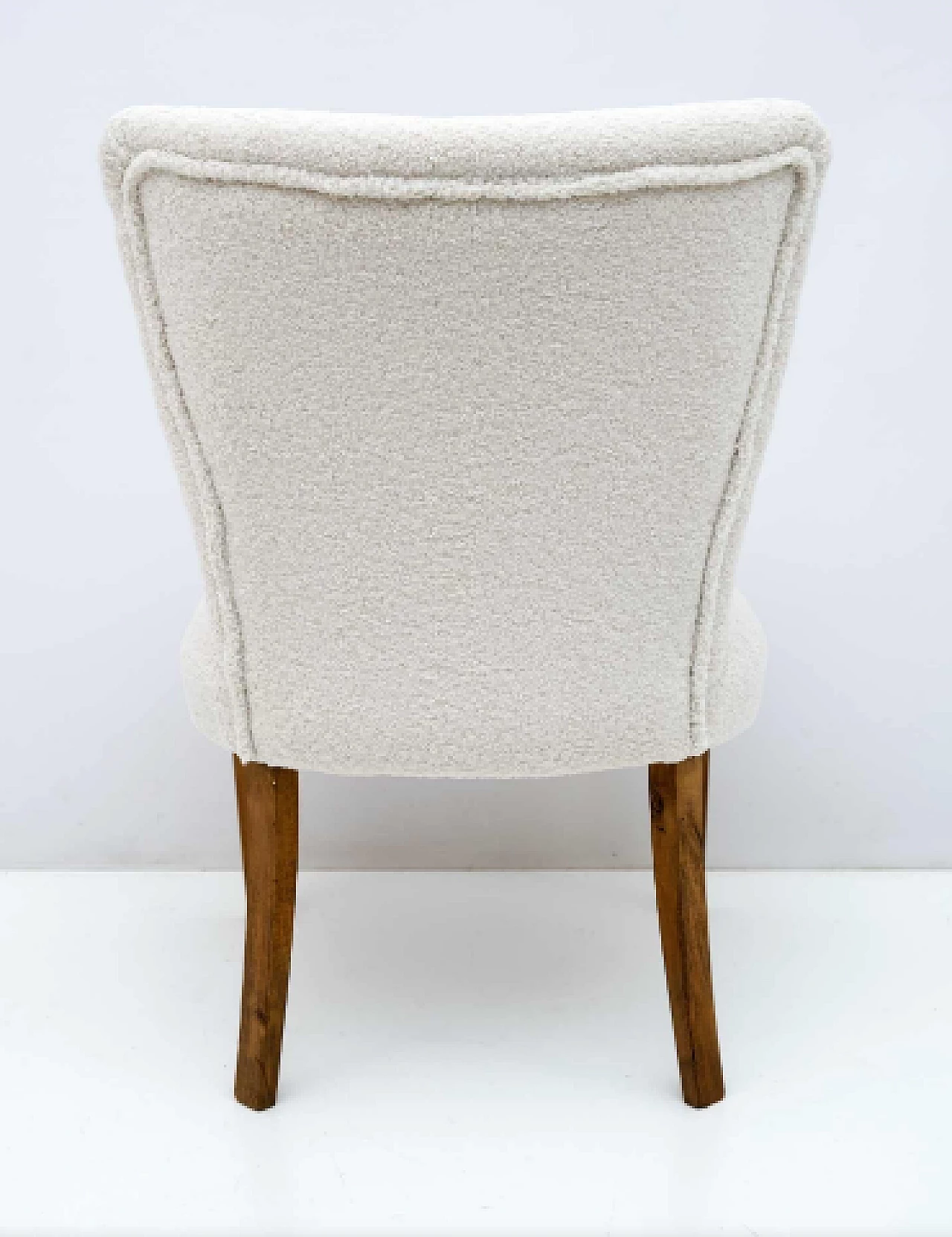 Wood and bouclé fabric chair, 1950s 8