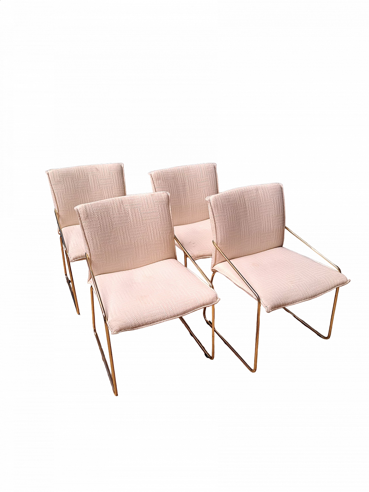 4 Chairs with brass-plated tubular metal frame by Otto Gerdau, 1960s 6