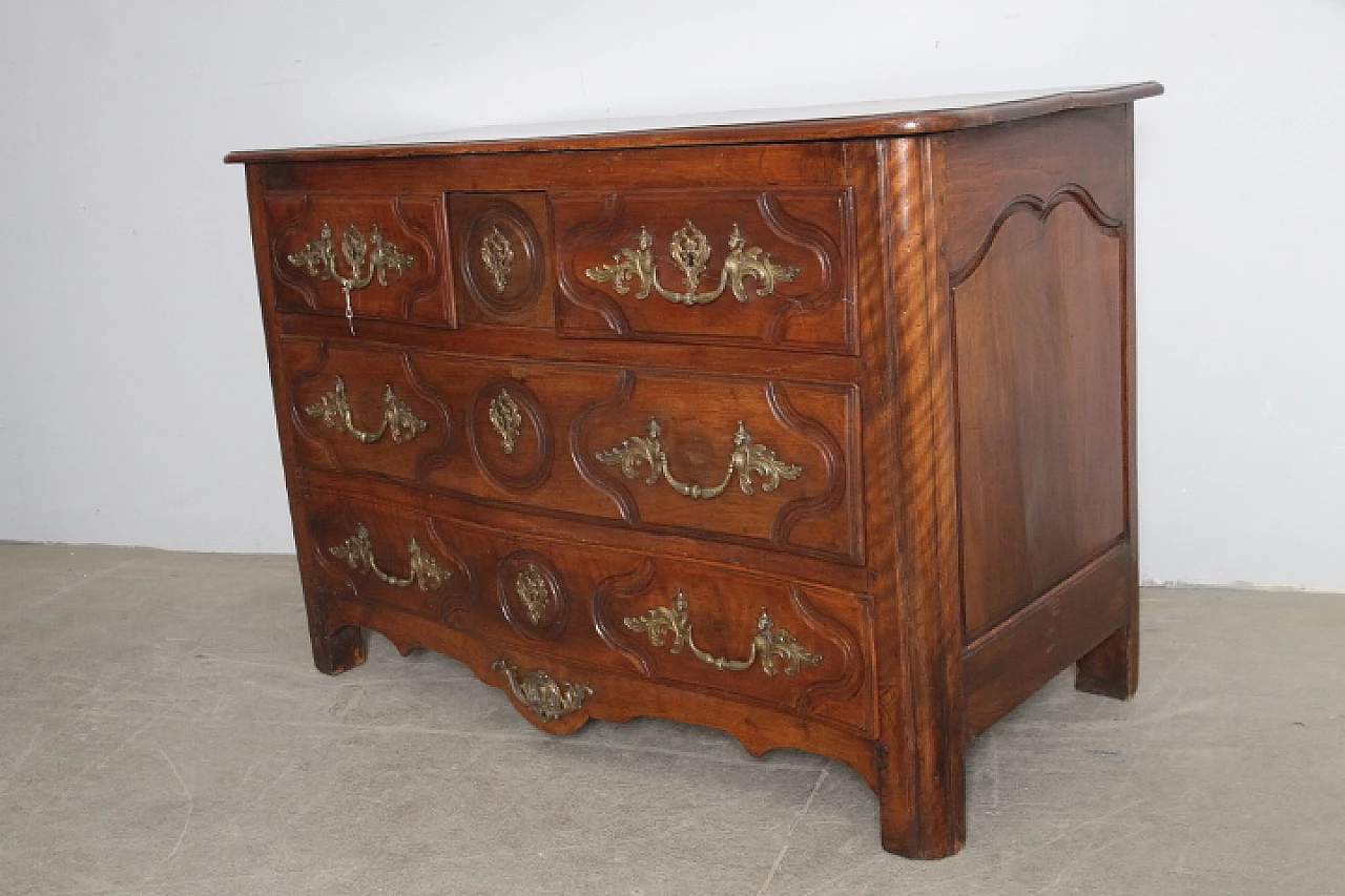 Louis XVI solid walnut dresser with bronze handles, late 18th century 1