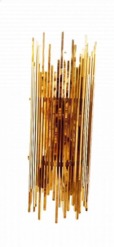 Pair of brass wall lights with square strips, 1970s