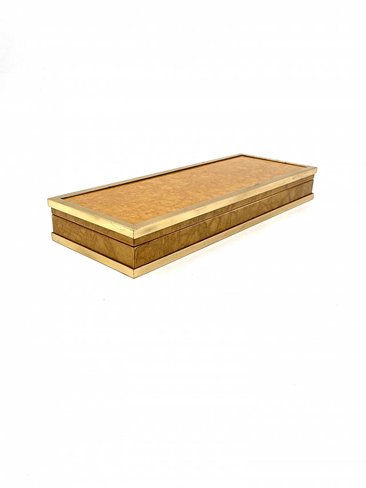 Wood and brass cigar box by Tommaso Barbi, 1970s 1